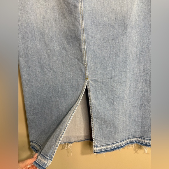 Ann Taylor Light Blue Denim Midi Skirt Frayed Hem - Picture 10 of 12